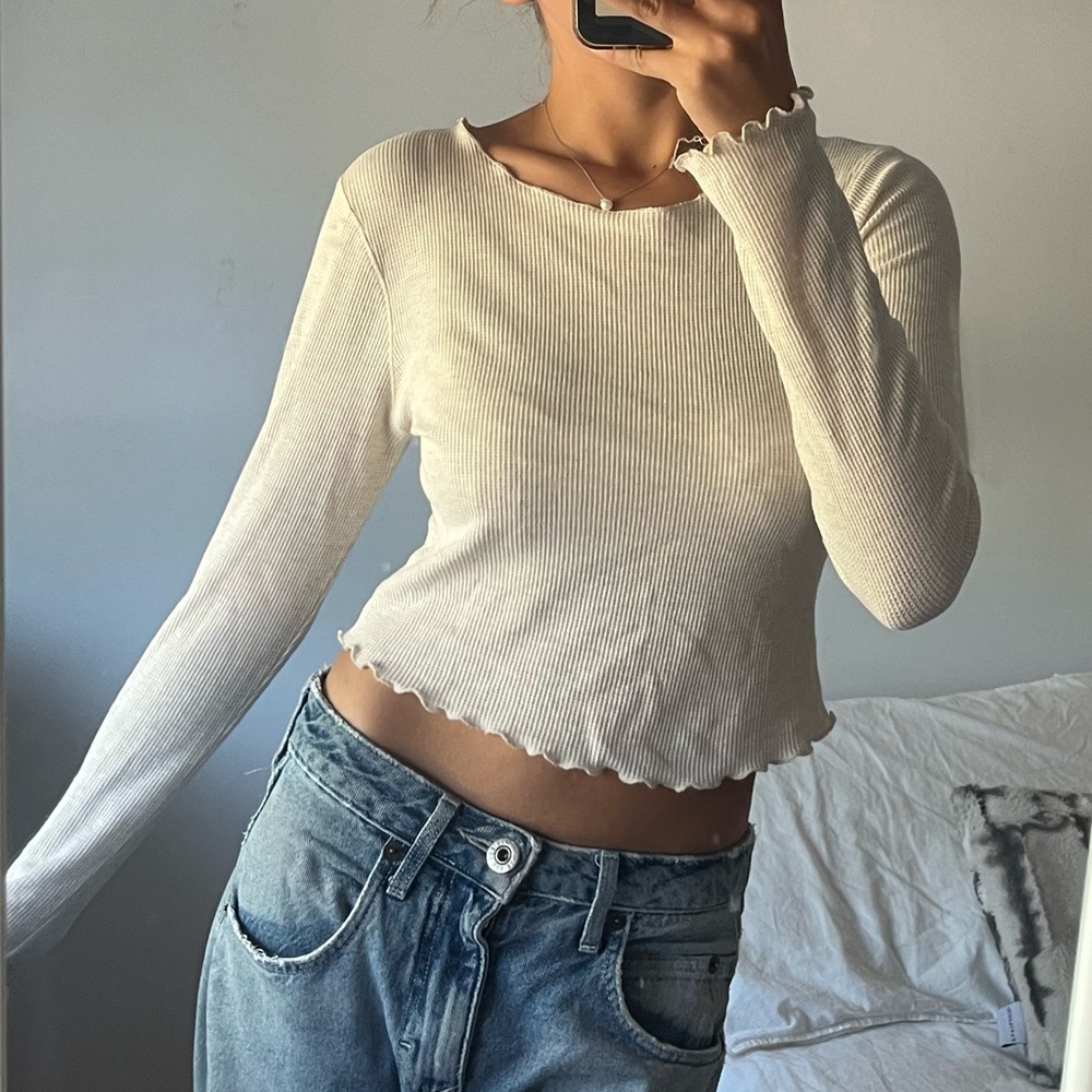 Bozzolo Cream Long Sleeve Top